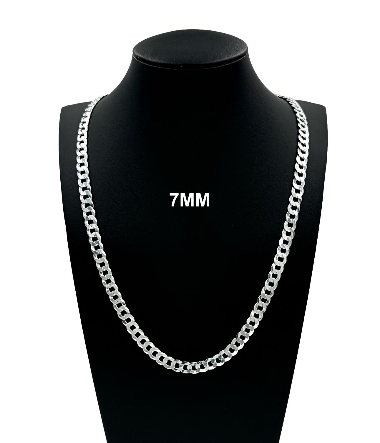 7MM Real Solid 925 Sterling Silver Curb Cuban Link Chain Pendant Necklace UNISEX