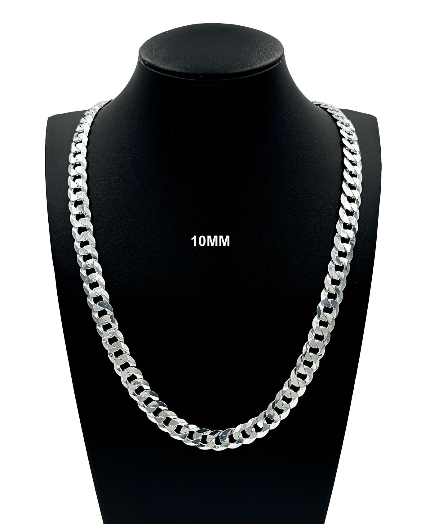 10MM Real Solid 925 Sterling Silver Curb Cuban Link Chain Pendant Necklace UNISEX