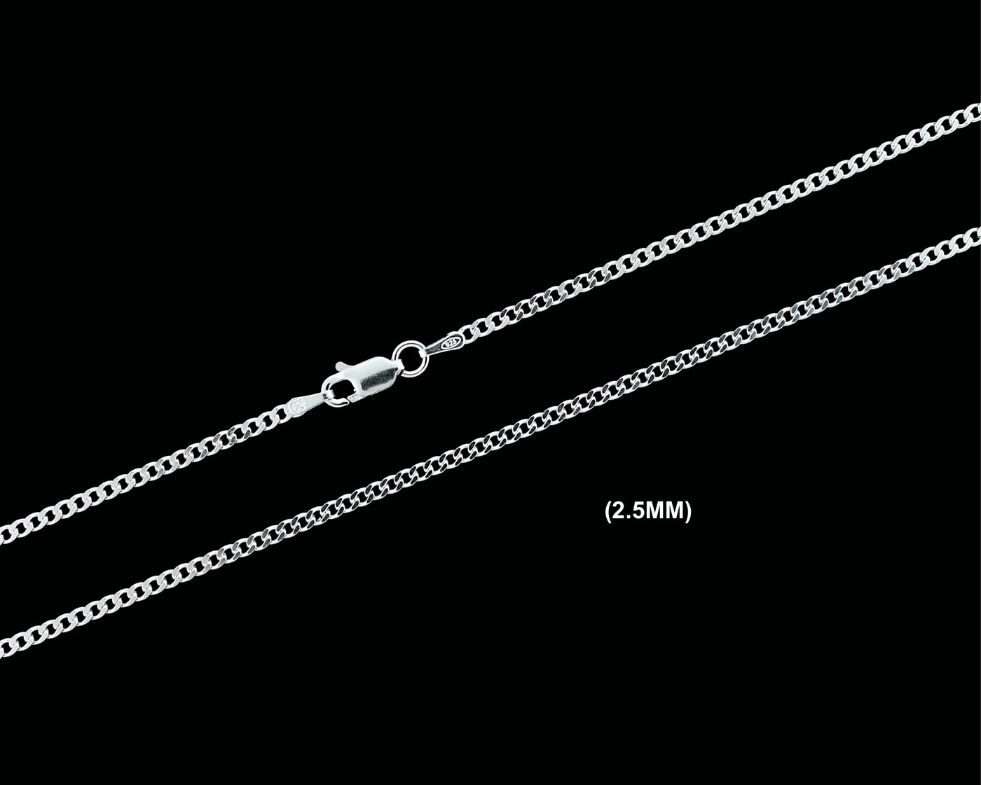 2.5MM SOLID 925 Sterling Silver Cuban Curb Link Chain Necklace or Bracelet ITALY