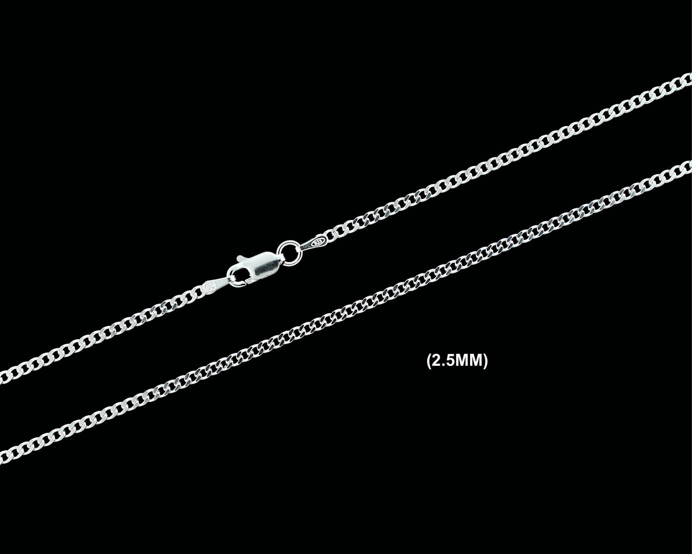2.5MM Real Solid 925 Sterling Silver Curb Cuban Link Chain Pendant Necklace UNISEX