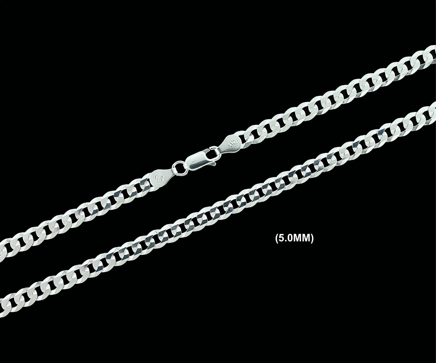 5MM Real Solid 925 Sterling Silver Curb Cuban Link Chain Pendant Necklace UNISEX