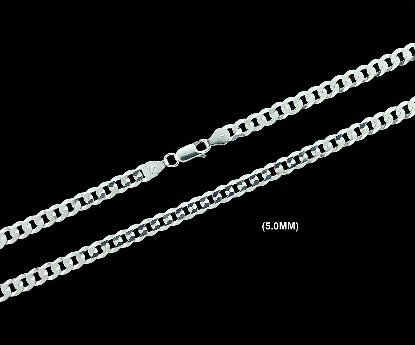 5MM SOLID 925 Sterling Silver Cuban Curb Link Chain Necklace or Bracelet ITALY