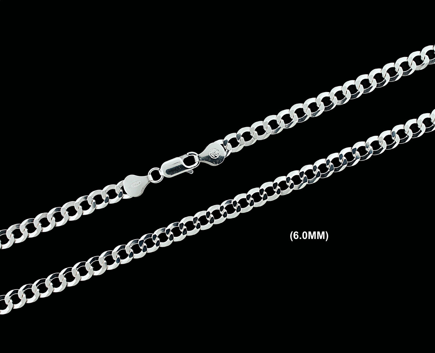 6MM SOLID 925 Sterling Silver Cuban Curb Link Chain Necklace or Bracelet ITALY