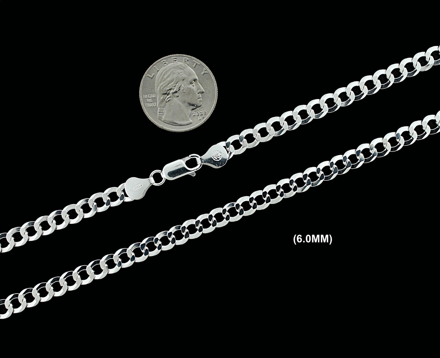 6MM Real Solid 925 Sterling Silver Curb Cuban Link Chain Pendant Necklace UNISEX