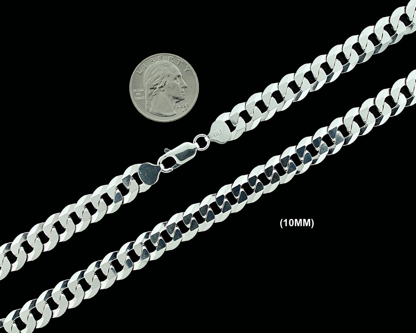10MM SOLID 925 Sterling Silver Cuban Curb Link Chain Necklace or Bracelet ITALY