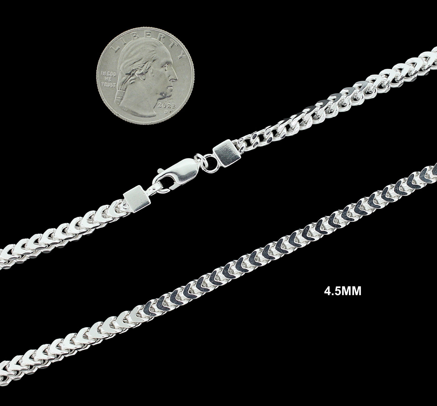 4.5MM Solid 925 Sterling Silver Franco Link Chain Necklace or Bracelet ITALY