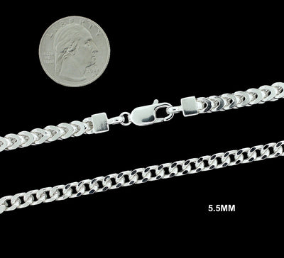 5.5MM Solid 925 Sterling Silver Franco Link Chain Necklace or Bracelet ITALY
