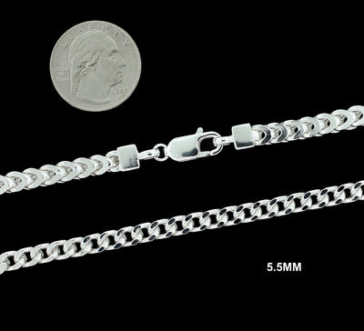 Real 5.5MM Solid 925 Sterling Silver Italian FRANCO LINK CHAIN Necklace UNISEX