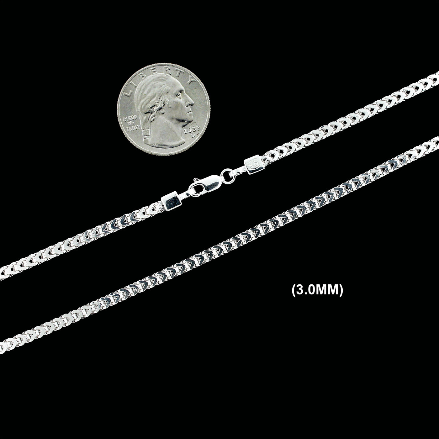 Real 3MM Solid 925 Sterling Silver Italian FRANCO LINK CHAIN Necklace UNISEX