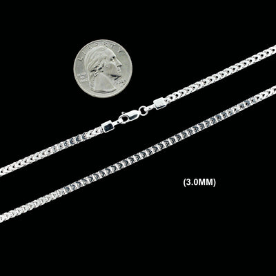 3MM Solid 925 Sterling Silver Franco Link Chain Necklace or Bracelet ITALY