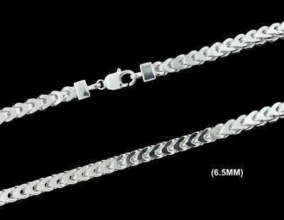 6.5MM Solid 925 Sterling Silver Franco Link Chain Necklace or Bracelet ITALY
