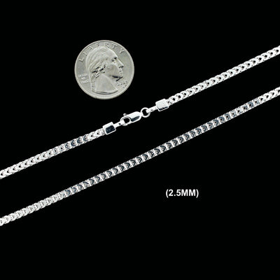 Real 2.5MM Solid 925 Sterling Silver Italian FRANCO LINK CHAIN Necklace UNISEX
