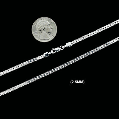 2.5MM Solid 925 Sterling Silver Franco Link Chain Necklace or Bracelet ITALY