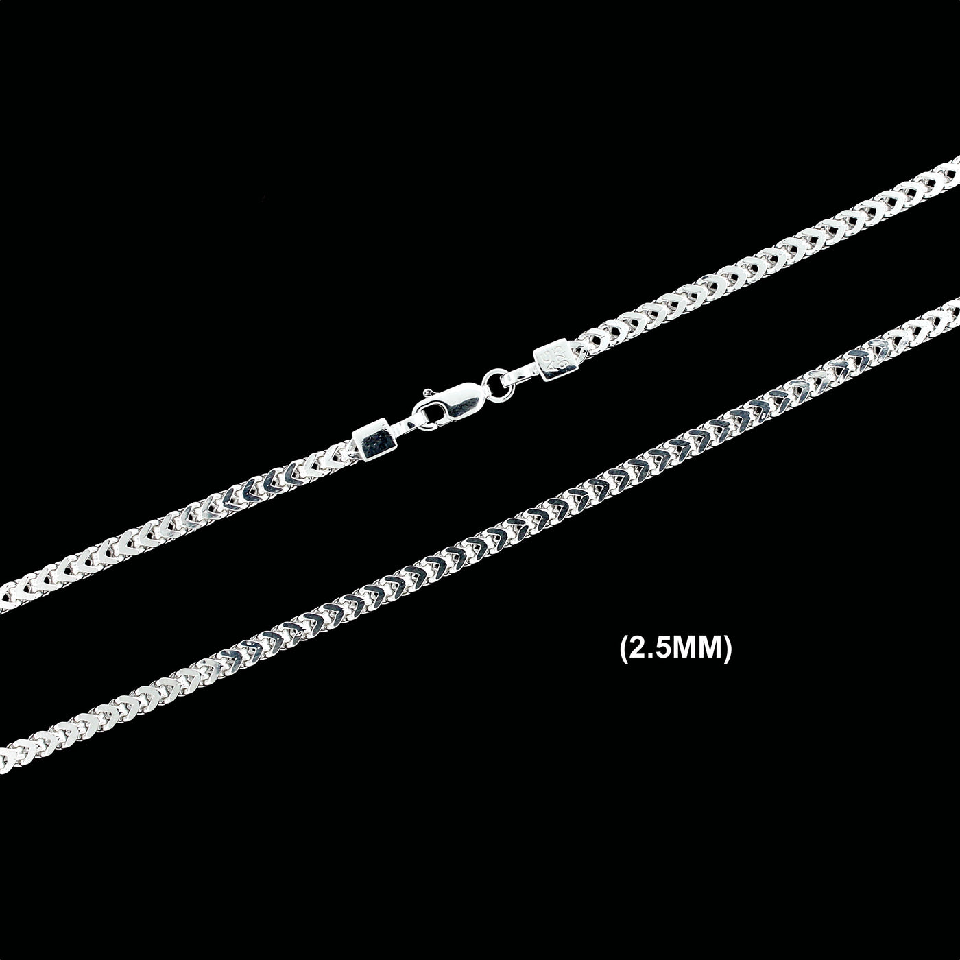 2.5MM Solid 925 Sterling Silver Franco Link Chain Necklace or Bracelet ITALY