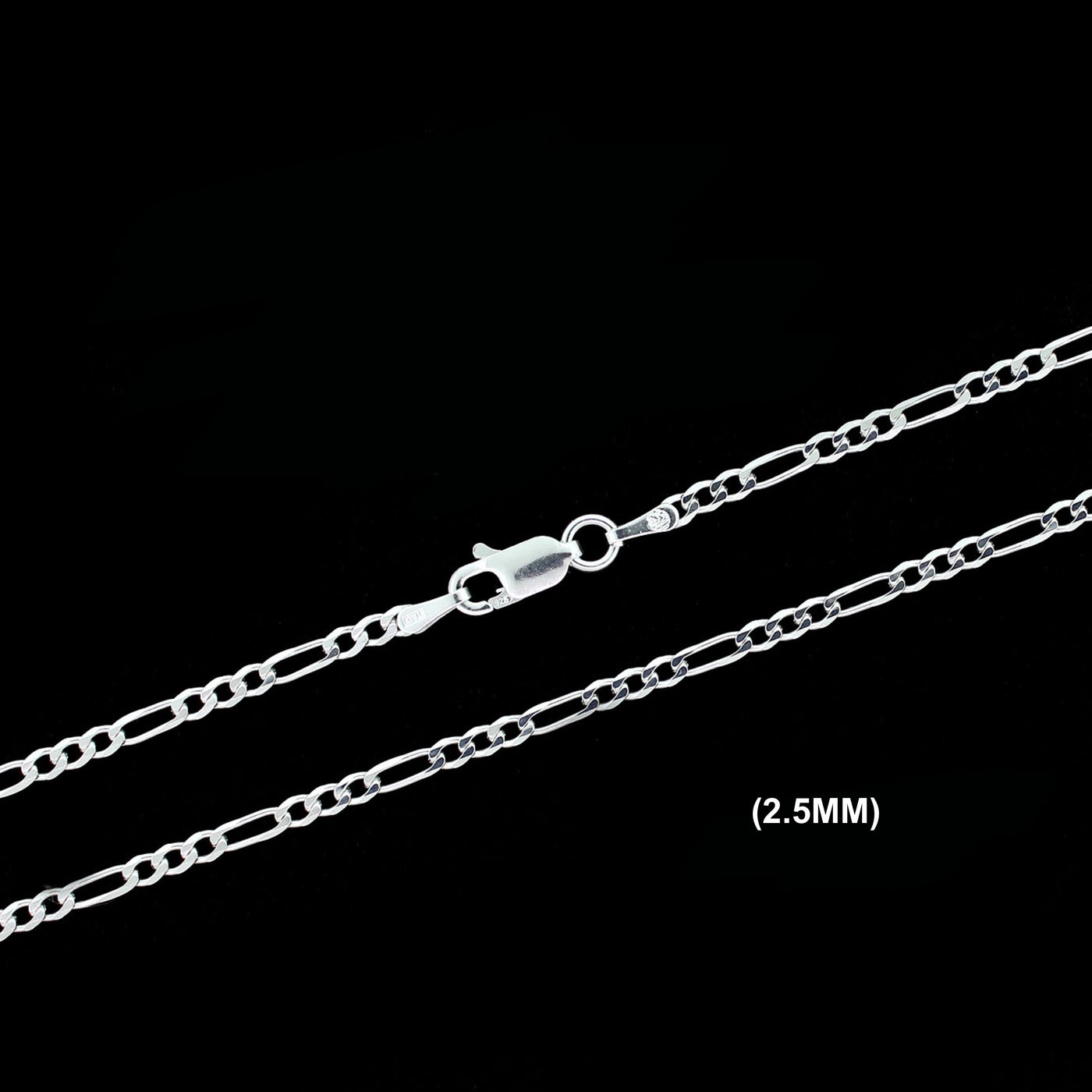 2.5MM Solid 925 Sterling Silver Figaro Link Chain Necklace or Bracelet ITALY
