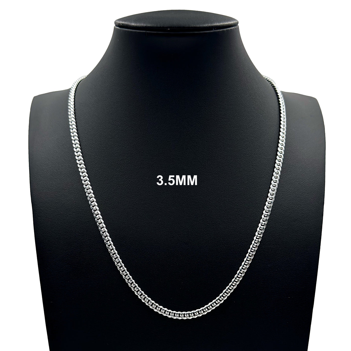 3.5MM Solid 925 Sterling Silver Miami Cuban Link Chain Necklace or Bracelet ITALY