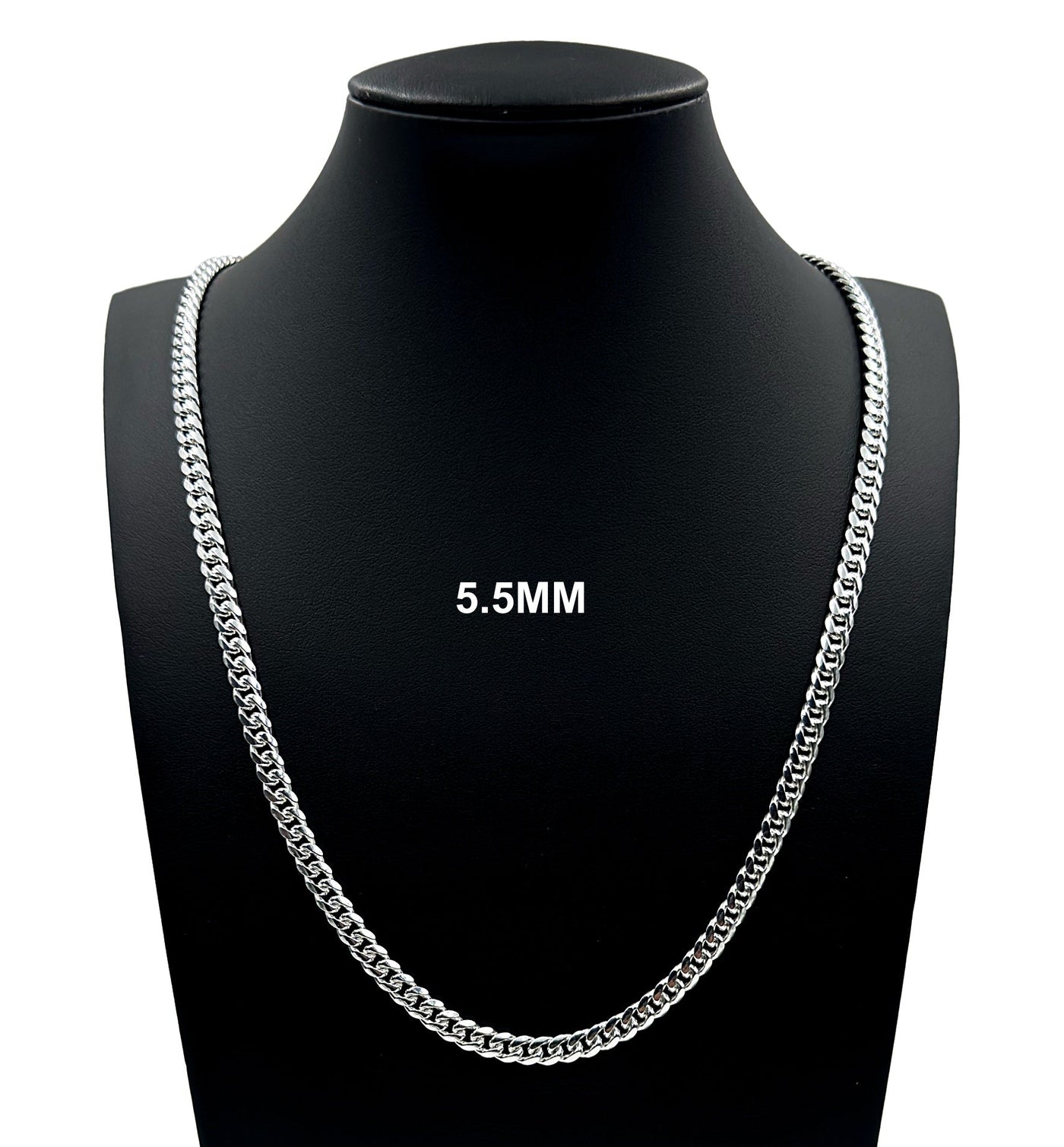 5.5MM Solid 925 Sterling Silver Miami Cuban Link Chain Necklace or Bracelet ITALY