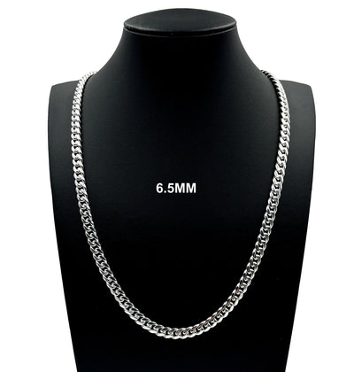 6.5MM Solid 925 Sterling Silver Miami Cuban Link Chain Necklace or Bracelet ITALY