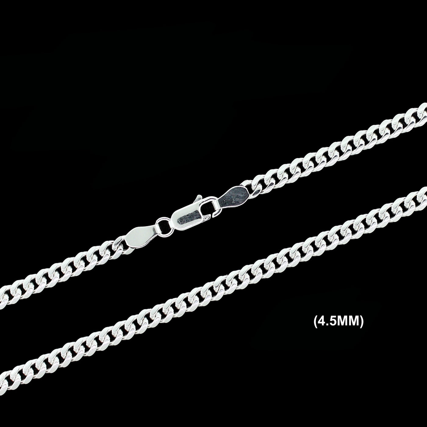4.5MM Solid 925 Sterling Silver Miami Cuban Link Chain Necklace or Bracelet ITALY
