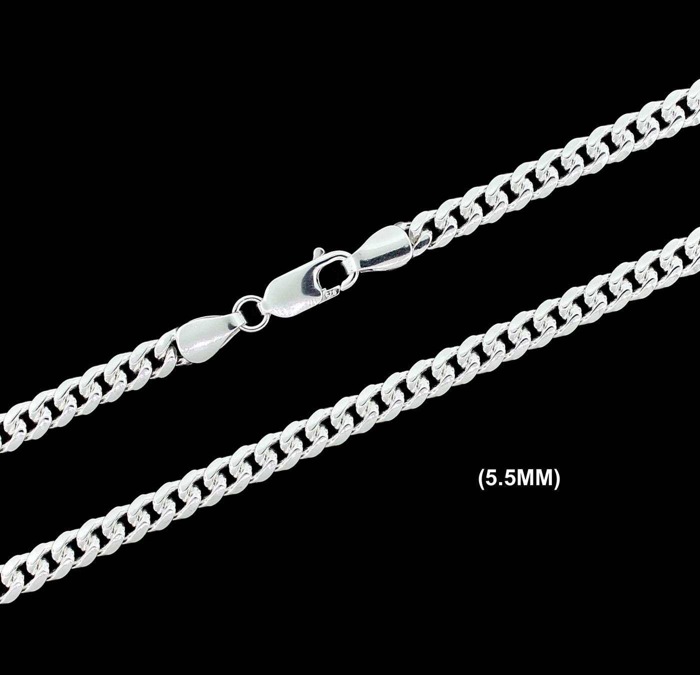 5.5MM Solid 925 Sterling Silver Miami Cuban Link Chain Necklace or Bracelet ITALY