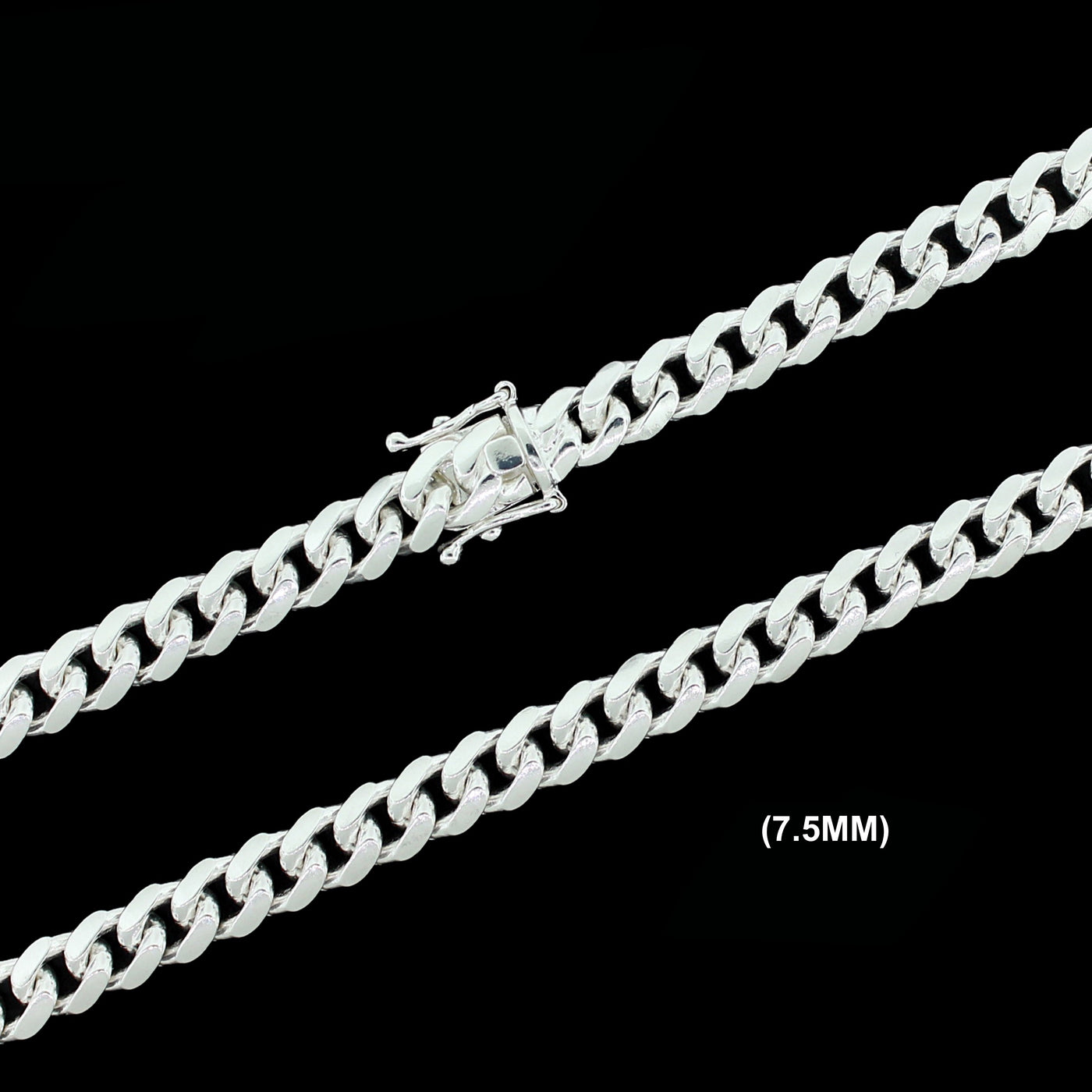 7.5MM Solid 925 Sterling Silver Miami Cuban Link Chain Necklace or Bracelet ITALY
