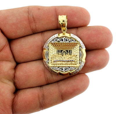 Real 10K Yellow Gold Large Round Last Supper Pendant, 10KT Gold Jesus Charm