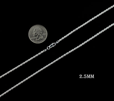 Real Solid 925 Sterling Silver Diamond Cut Rope Chain Necklace Bracelet 1.2mm 1.5mm 2mm 2.5mm 3mm 4mm 5mm 6mm 7mm Gift For Men & Women ITALY
