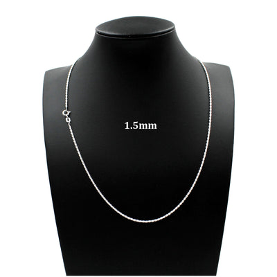 1.5MM Solid 925 Sterling Silver Diamond-Cut Rope Chain Necklace or Bracelet ITALY