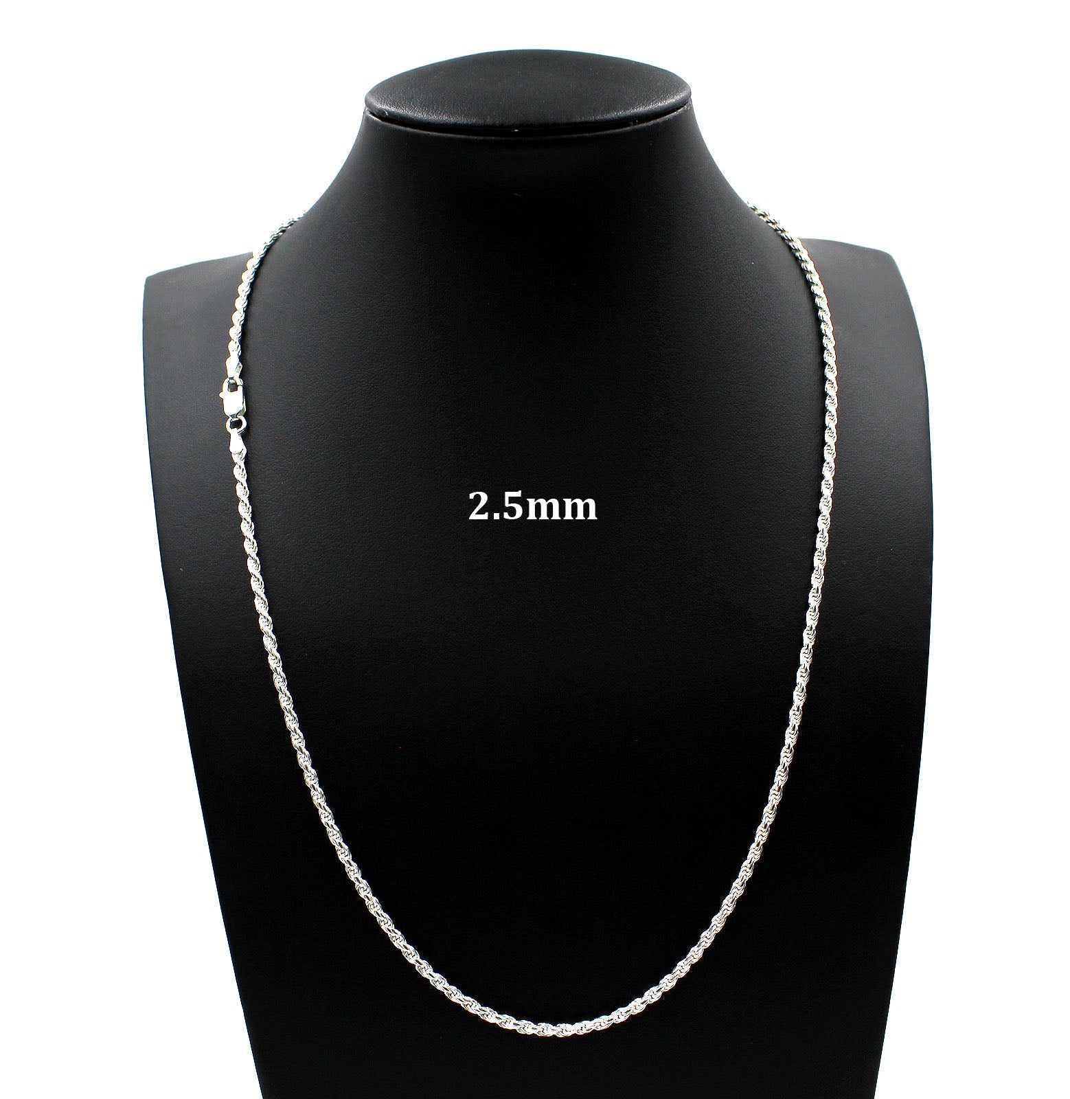 Real Solid 925 Sterling Silver Rope Chain Necklace For Men  display picture 1