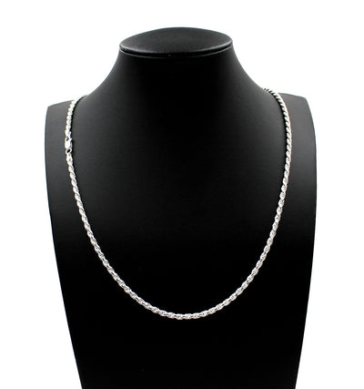 3MM Solid 925 Sterling Silver Italian DIAMOND CUT ROPE CHAIN Necklace UNISEX