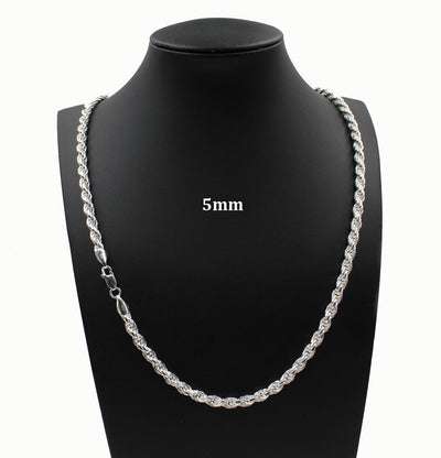 5MM Solid 925 Sterling Silver Diamond-Cut Rope Chain Necklace or Bracelet ITALY