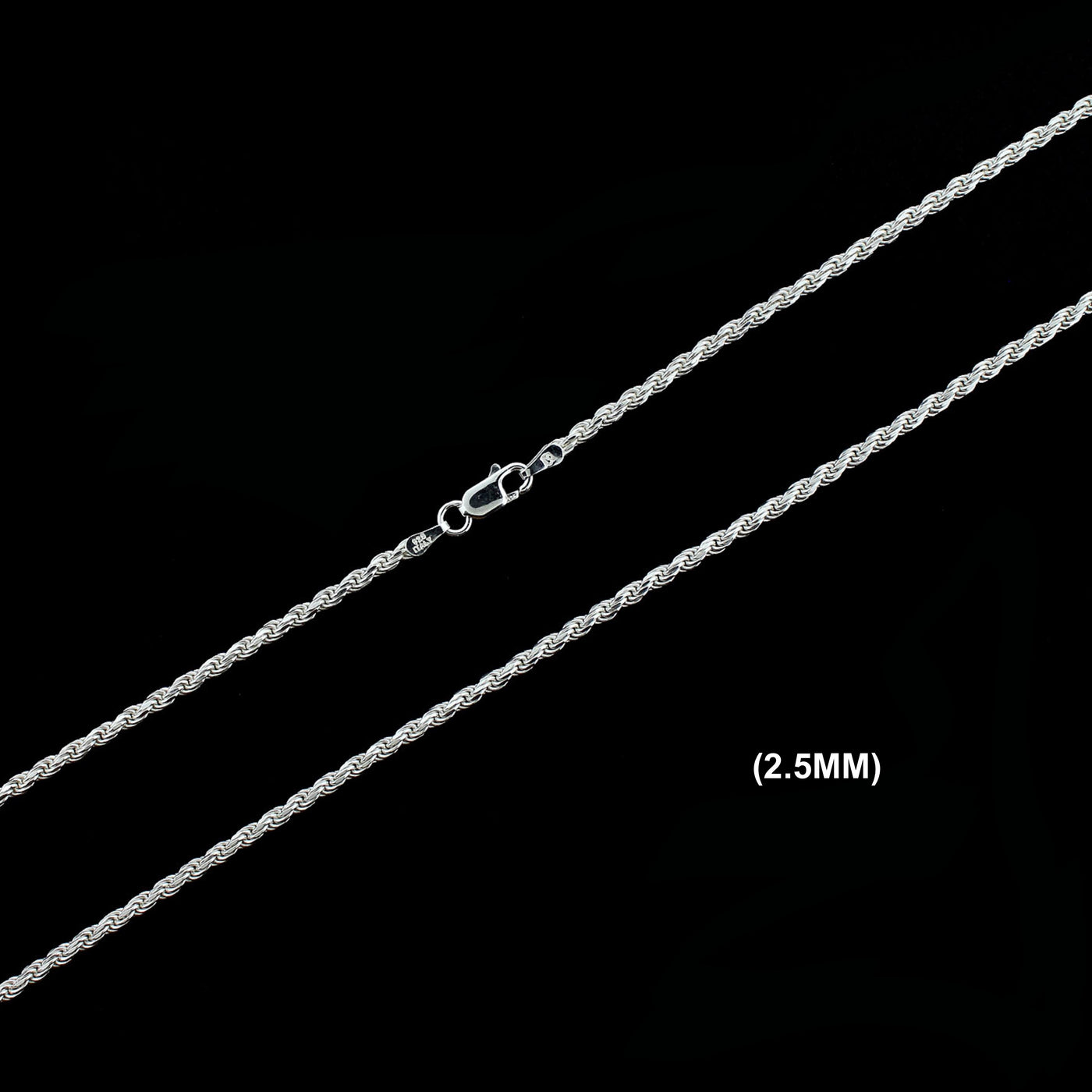 2.5MM Solid 925 Sterling Silver Diamond-Cut Rope Chain Necklace or Bracelet ITALY