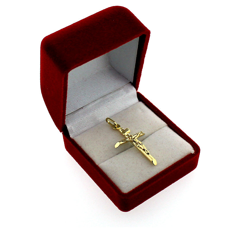 Real 10K Yellow Gold INRI Jesus Crucifix Cross Charm Pendant, 10KT Real Gold