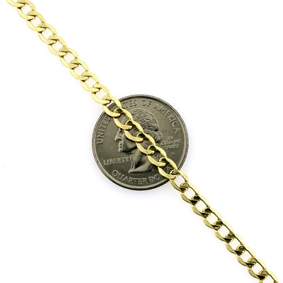 10K Solid Yellow Gold Men's Cuban Curb Link Chain Necklace 3.5MM 16" 18" 20" 22" 24" 26"