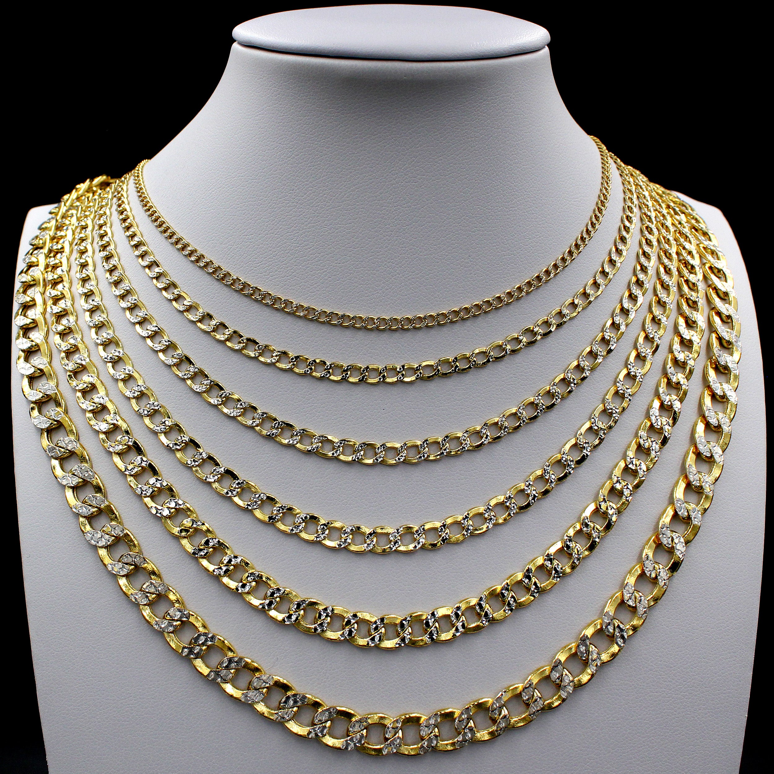 10K Yellow Gold Double Cuban Curb Chain Necklace – 3mm Wide, 16" To 26" Lengths, Italy Made