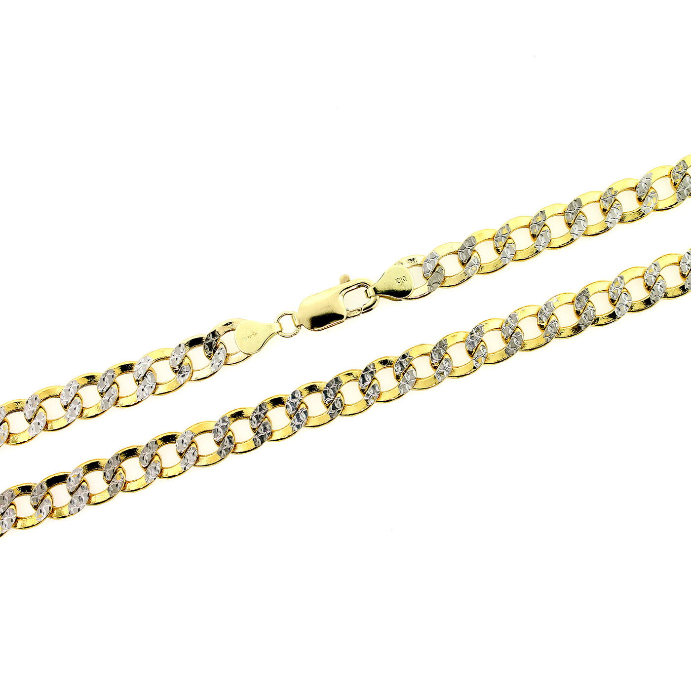 10K Solid Yellow Gold Diamond Cut Pave Cuban Link Chain Necklace 6.5MM 20" 22" 24" 26"