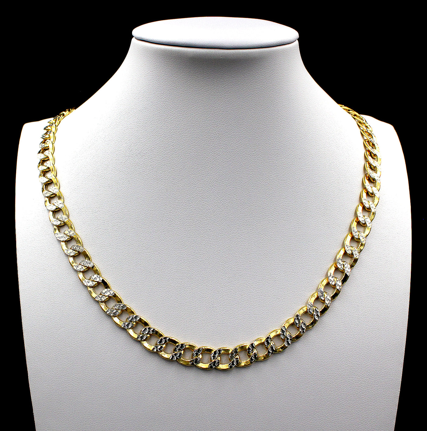 10K Solid Yellow Gold Diamond Cut Pave Cuban Link Chain Necklace 6.5MM 20" 22" 24" 26"