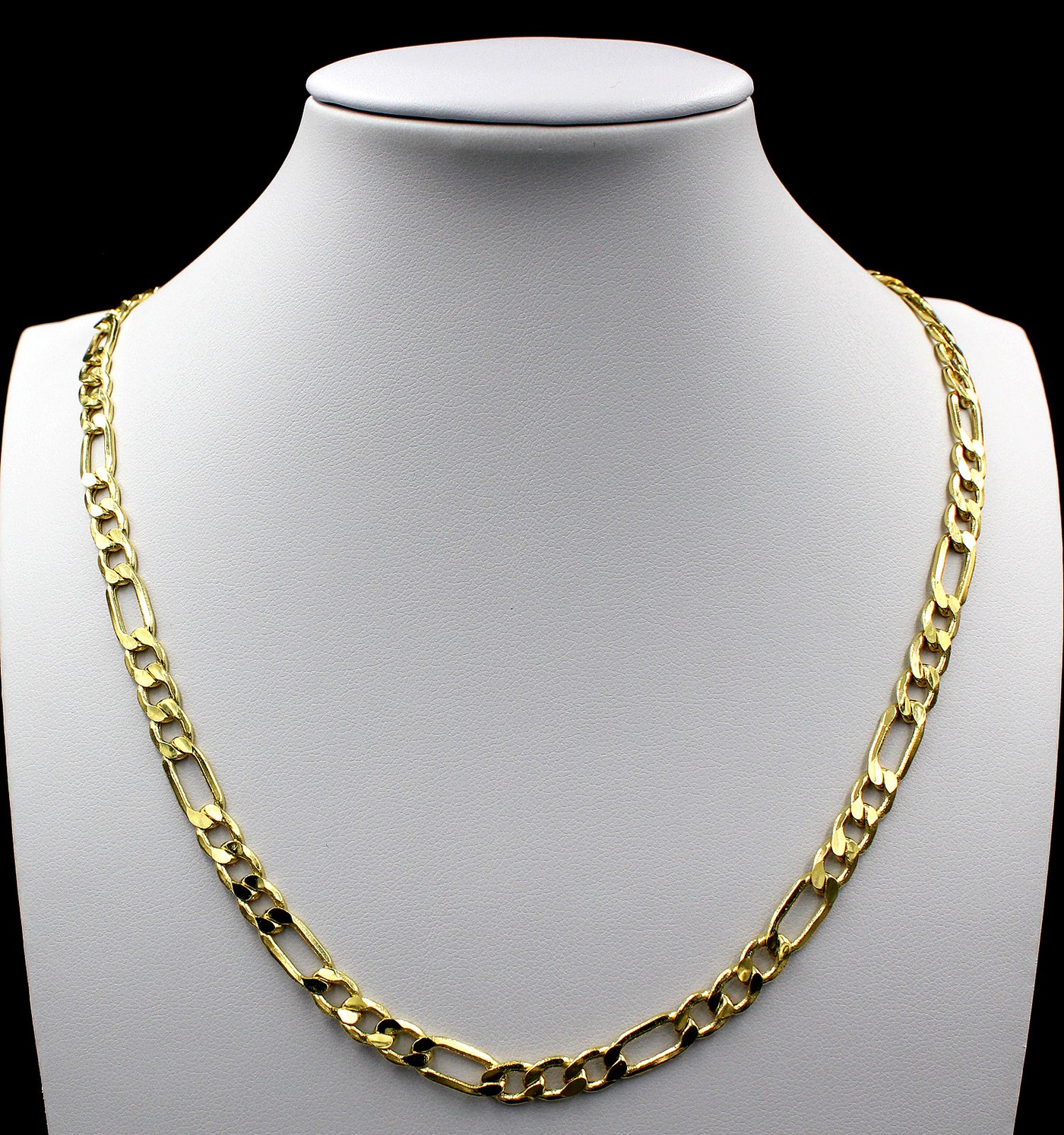 10K Solid Yellow Gold Men's Figaro Link Chain Necklace 6.5MM 20" 22" 24" 26"