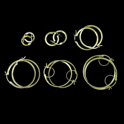 Real 10K Solid Yellow Gold Round CZ Huggies Hoop Earrings, Mens Womens, 6 Sizes