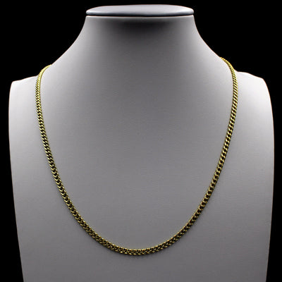 10K Solid Yellow Gold Men's 3mm Miami Cuban Link Chain Necklace, 10KT Real Gold