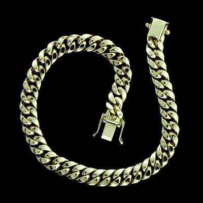 10K Yellow Gold Mens Miami Cuban Link Bracelet 9MM 9" Inch Box Lock