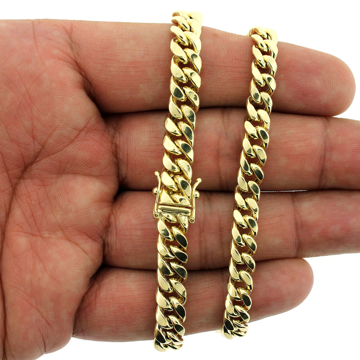 10K Yellow Gold Mens Miami Cuban Link Bracelet 7MM 8" Inch Box Lock
