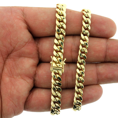 10K Yellow Gold Mens Miami Cuban Link Bracelet 7MM 9" Inch Box Lock