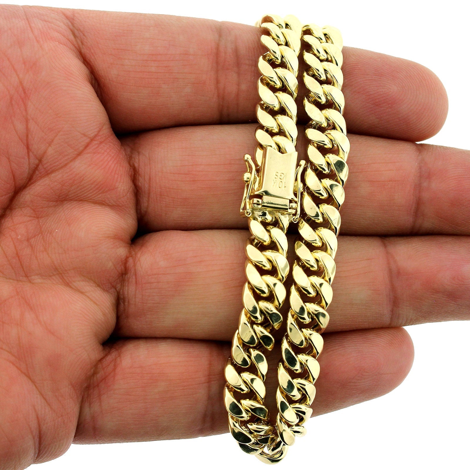 Nuragold 10k Yellow Gold Royal Monaco Cuban Link Bracelet - 9mm 8-inch Italian Jewelry
