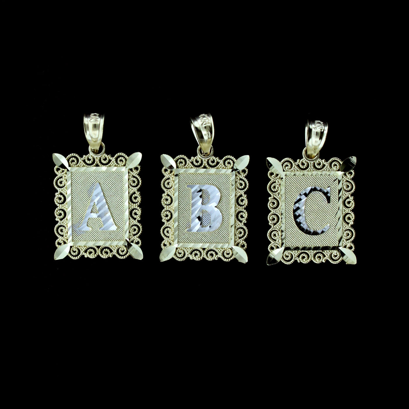 10K Solid Yellow Gold Large Initial Letter Plate Pendant A-Z Alphabet Necklace Charm