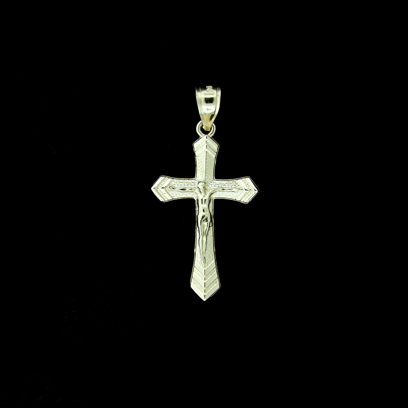 Real 10K Solid Yellow Gold Cross Pendant Diamond Cut Gold Jesus Crucifix Charm