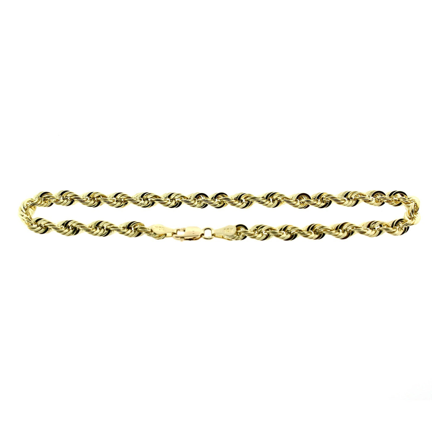 Real 10K Yellow Gold 6mm Rope Chain Bracelet Anklet Men Women 8" 9"