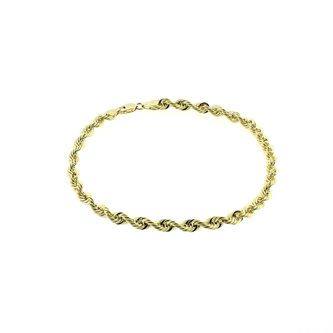 Real 10K Yellow Gold 4mm Rope Chain Bracelet Anklet Men Women 7" 8" 9"