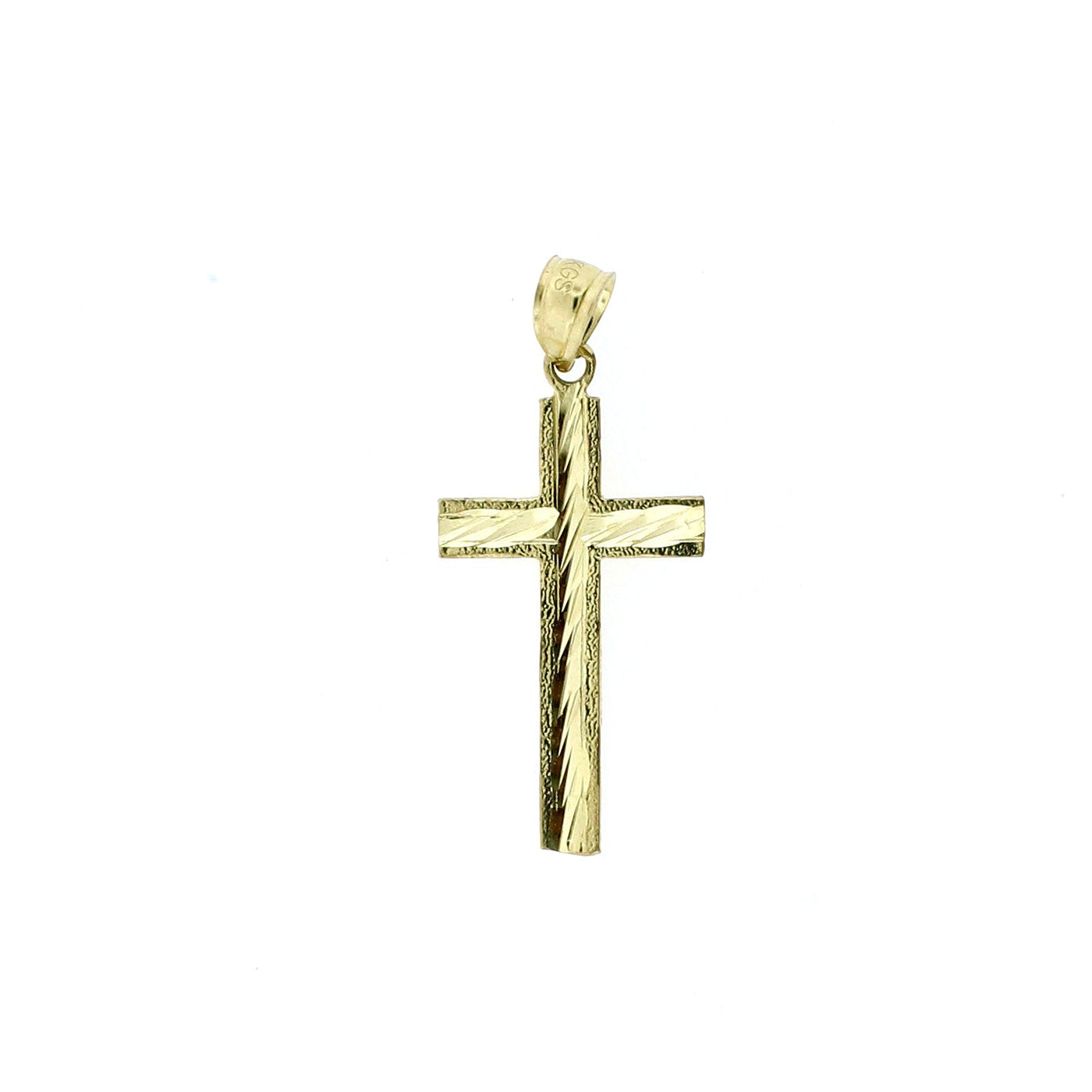 Real 10K Yellow Gold Diamond Cut Cross Pendant, 10KT Jesus Charm, Men Women