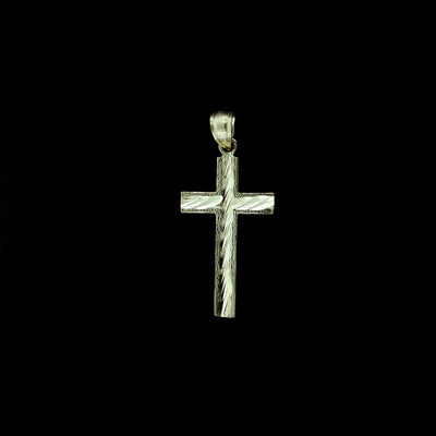 Real 10K Yellow Gold Diamond Cut Cross Pendant, 10KT Jesus Charm, Men Women